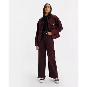 Levi's Ribcage Wide Leg Women's Super High Rise Jeans, Size 24x32 In Cherry Red